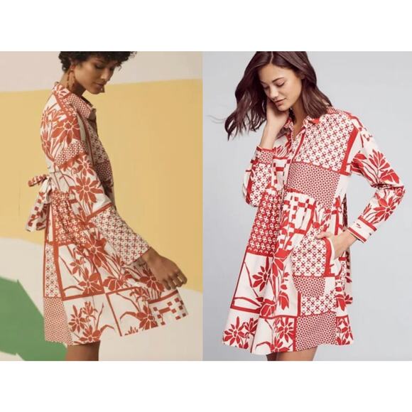 Anthropologie Dresses & Skirts - Anthropologie Maeve Printmaker Poplin Shirtdress Sz XS Bohemian